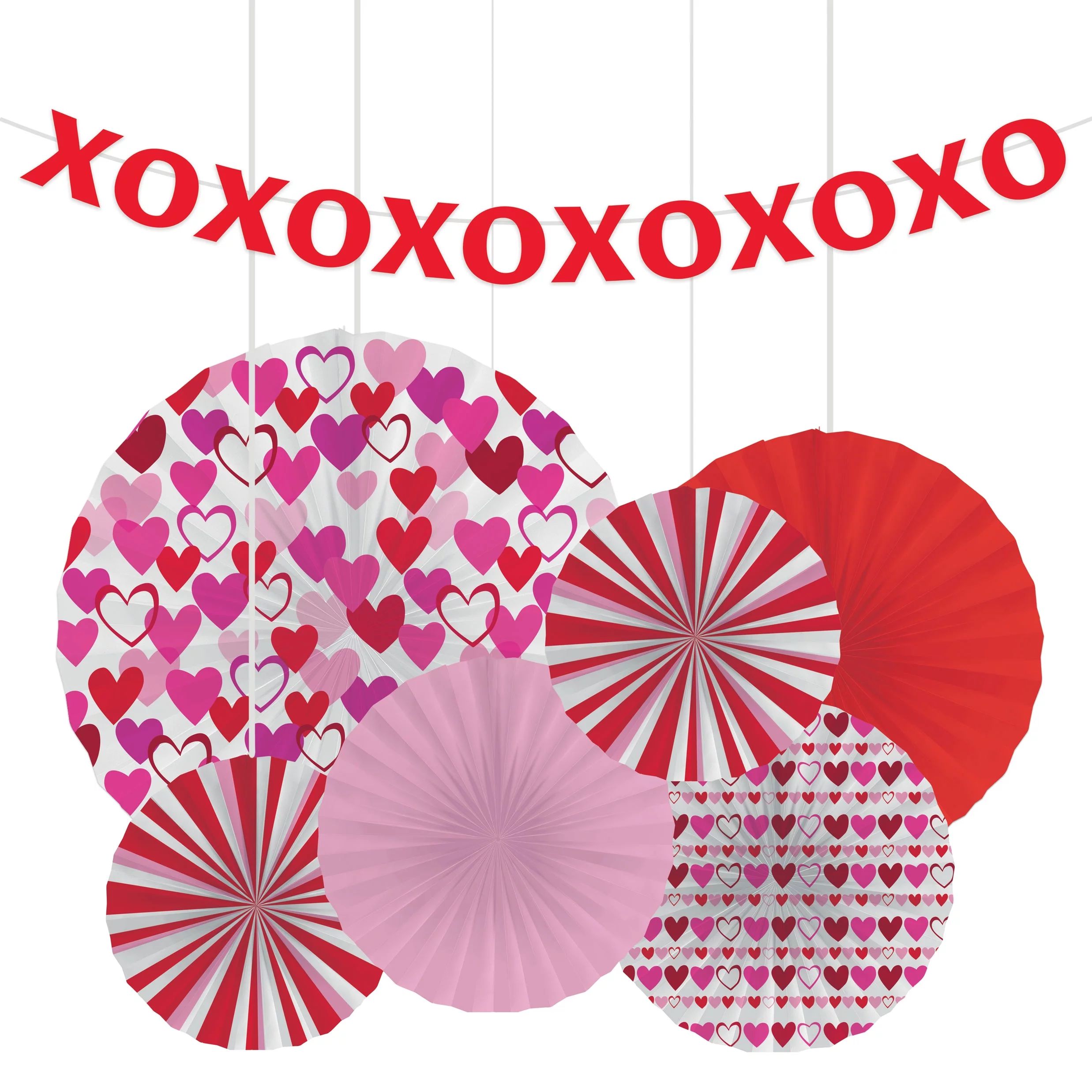 Valentine's Day XOXO Banner and Paper Fan Decor Kit by Way to Celebrate | Walmart (US)