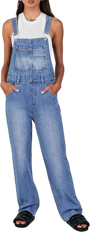 ANRABESS Women's Overalls Casual Loose Fit Adjustable Strap Denim Bib Overall Jeans Pants Jumpsui... | Amazon (US)