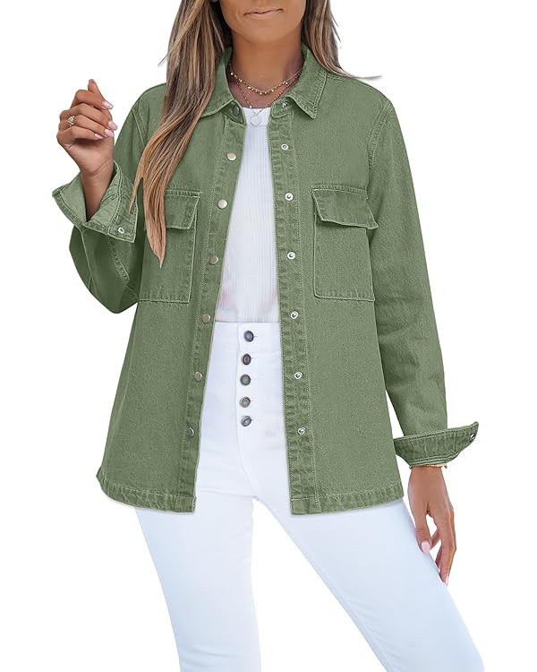 luvamia Jean Jackets for Women 2025 Fall Fashion Oversized Button Down Denim Jacket Western Shack... | Amazon (US)