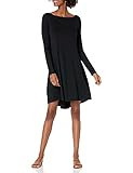 Amazon Brand - Daily Ritual Women's Jersey Long-Sleeve Bateau-Neck Dress, Black, Medium | Amazon (US)