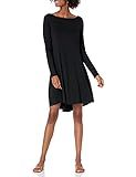 Amazon Brand - Daily Ritual Women's Jersey Long-Sleeve Bateau-Neck Dress, Black, Medium | Amazon (US)