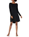 Amazon Brand - Daily Ritual Women's Jersey Long-Sleeve Bateau-Neck Dress, Black, Medium | Amazon (US)