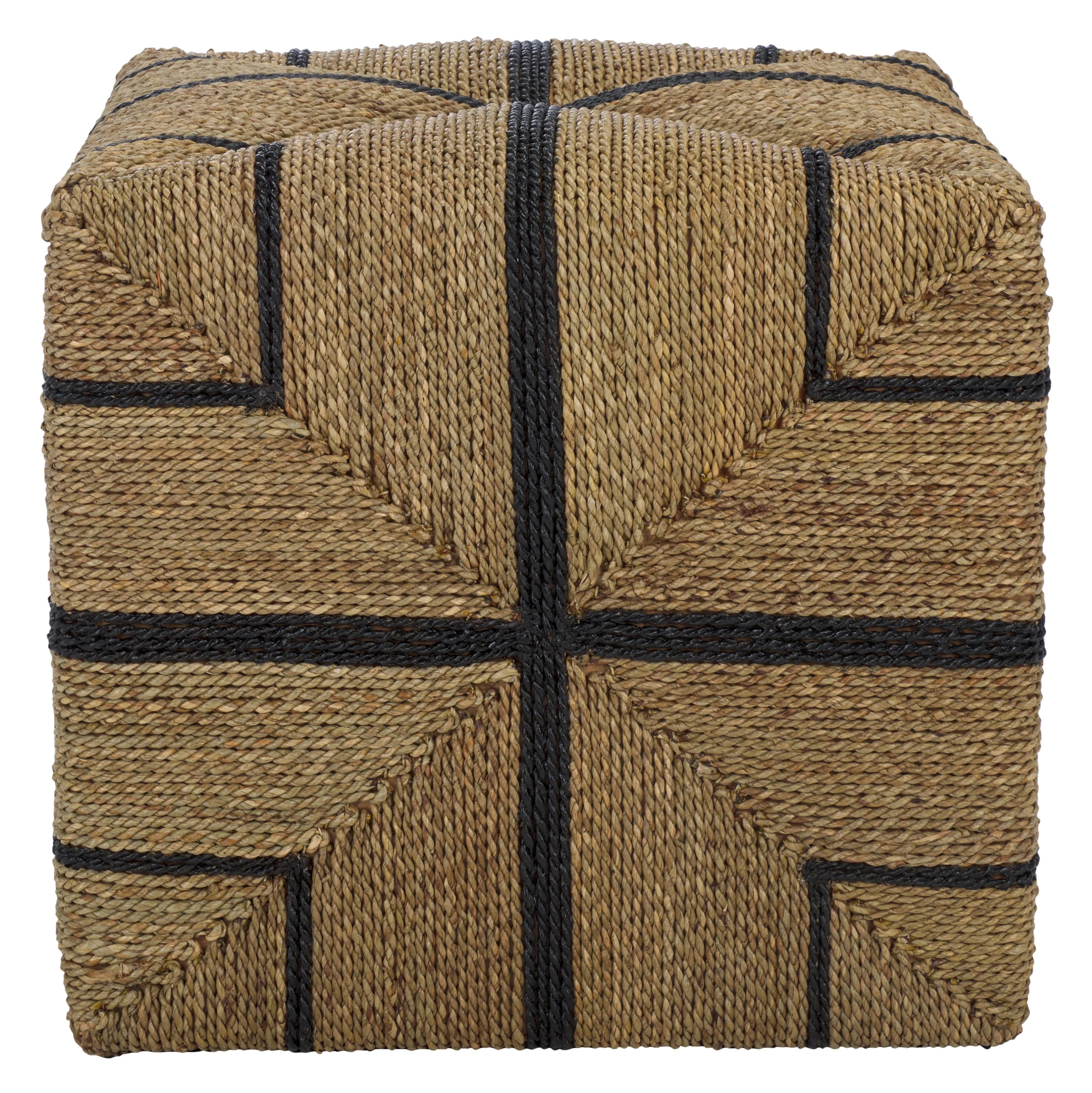 Safavieh Couture Liatasha Woven Seagrass Ottoman, CWK2023 | The Enchanted Home