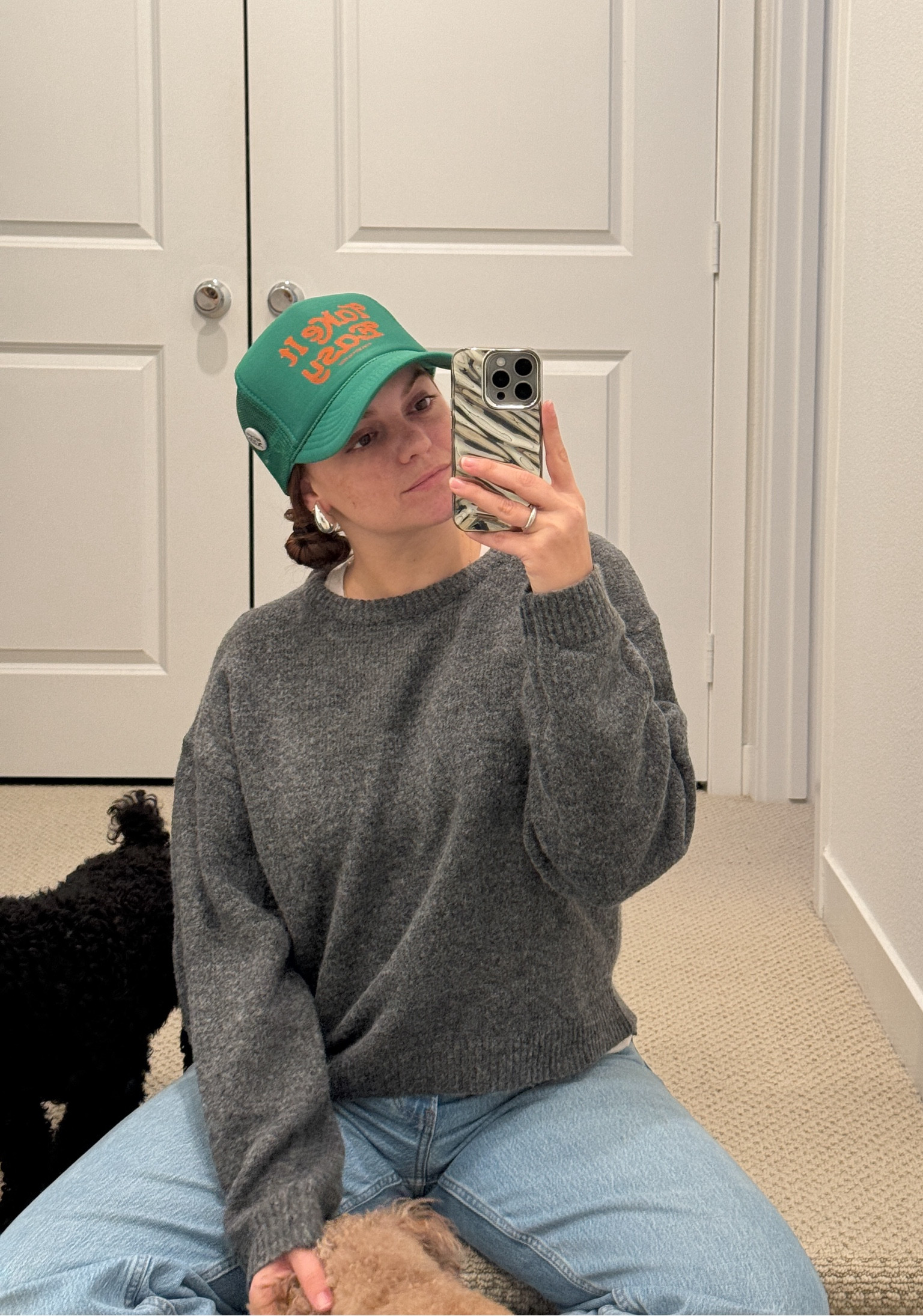 Trucker hat. Bottom shelf caps  Midsize outfits. Easy outfit. Everyday outfits. Size 6. 2024 fashion trends. Short girl outfits. Petite curvy outfits. Tomboy style

#LTKfindsunder50 #LTKmidsize #LTKfindsunder100