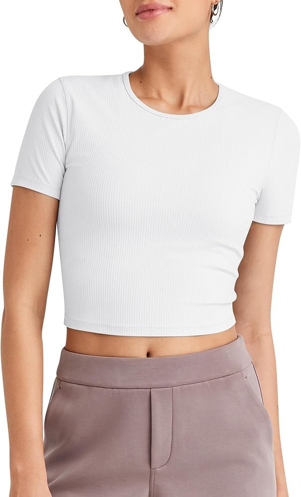 G4Free Workout Shirts Women Slim Fit Athletic Gym Work Out Tops Crop Short Sleeve Basic Yoga Tshi... | Amazon (US)