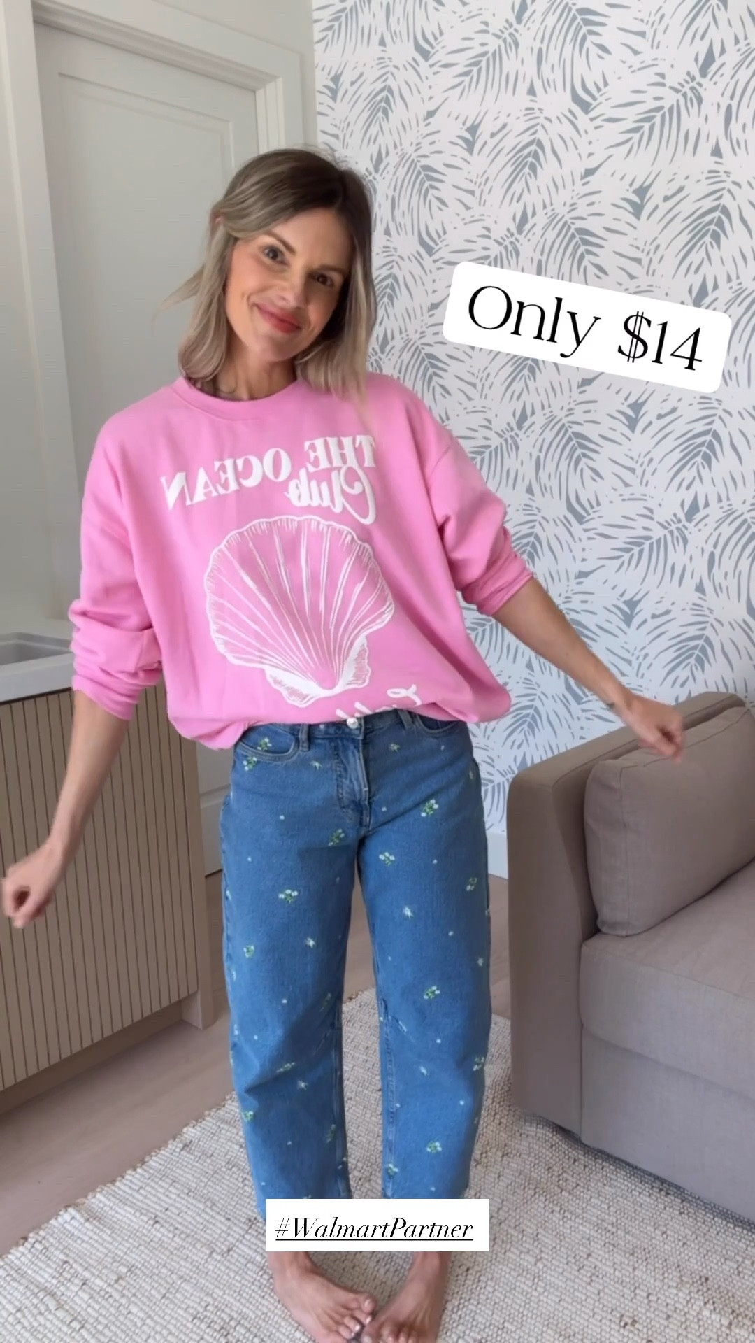 This $14 sweater is so ridiculously soft and I love the fun color for spring. Just live beinga #WalmartPartner cause I cannot say enough good things about this entire outfit! I’m wearing a small and the sweatshirt which is my normal size and a size 2 in the denim which is my normal size for a Walmart denim. I’m normally a four or 27 in other brands. 
￼
And I’m also linking some other items below that I got from @Walmart recently that I love and thank you. You guys will love!

@WalmartStyle #WalmartStyle