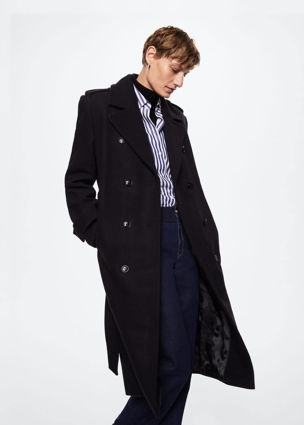 Trench laine vierge oversize -  Femme | Mango France | MANGO (FR)