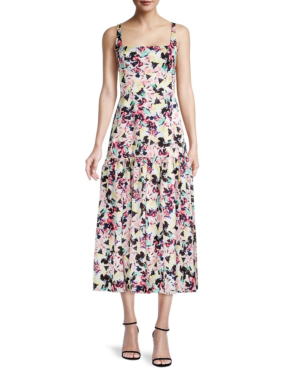 Floral-Print Satin Midi-Dress | Saks Fifth Avenue