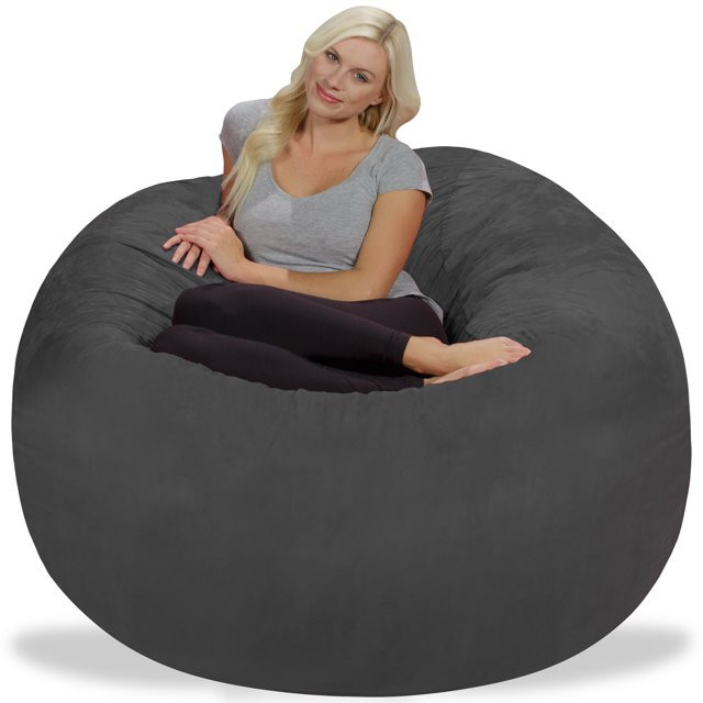 Chill Sack Bean Bag Chair, Memory Foam Lounger with Microsuede Cover, Kids, Adults, 5 ft, Charcoa... | Walmart (US)