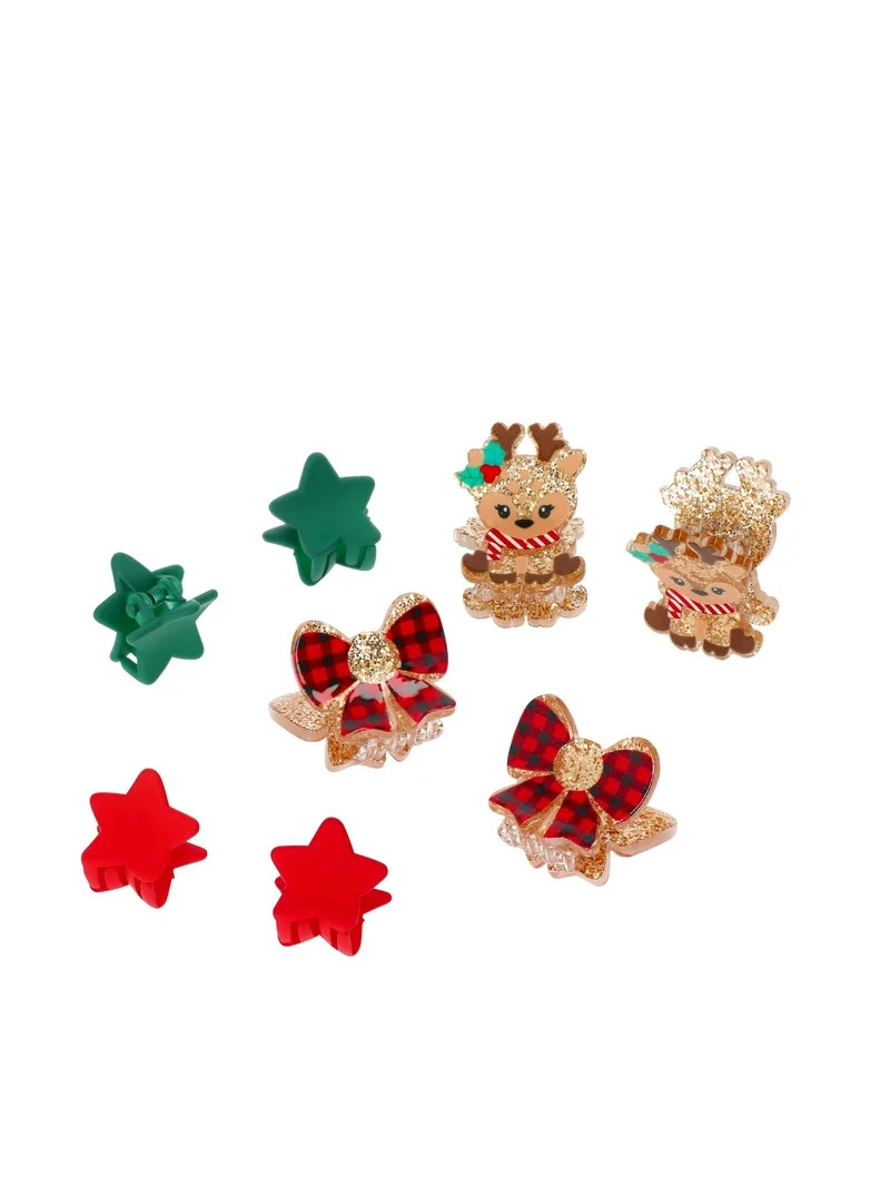 Wonder Nation Girls Holiday Fun Mini Claw Clips, 8-Piece, Multi | Walmart (US)