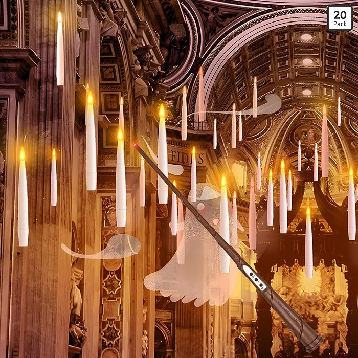 Halloween Decoration Floating Candle with Wand Magic LED Flickering-20PCs | Amazon (US)
