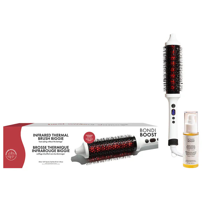 Infrared Heated Long Barrel Round Brush and Rapid Repair Bond Builder+ Hair Oil Gift Set | Sephora (US)