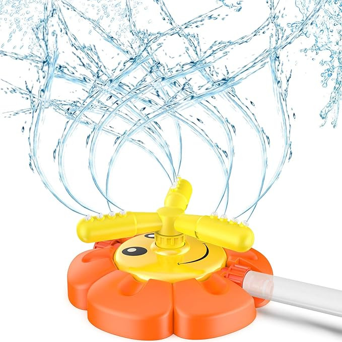 Sprinkler for Kids, Spinning Sunflower Water Sprinkler with Adjustable Nozzles Splashing Differen... | Amazon (US)