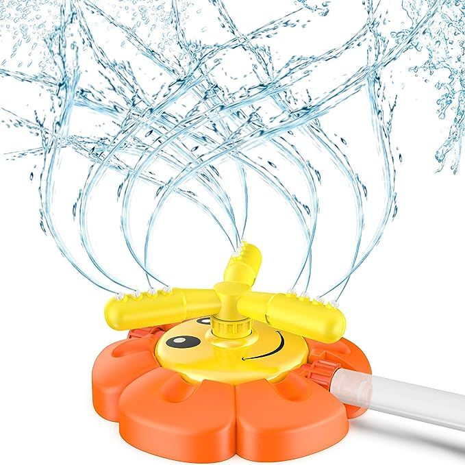 Sprinkler for Kids, Spinning Sunflower Water Sprinkler with Adjustable Nozzles Splashing Differen... | Amazon (US)