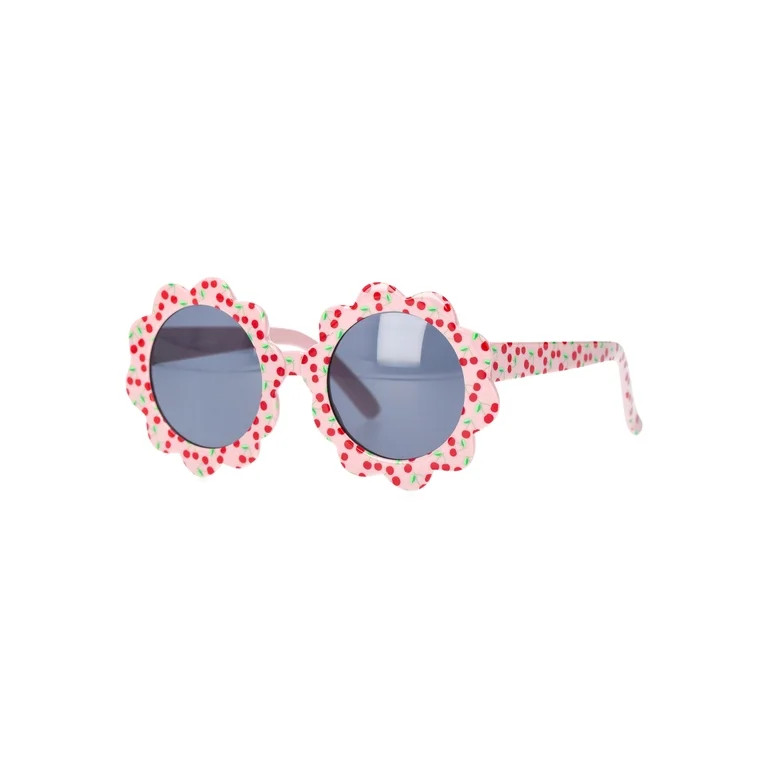 Justice Girl's Cherry Print Flower Frame Sunglasses, Pink | Walmart (US)