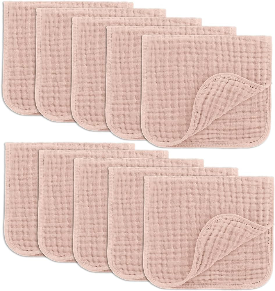 Comfy Cubs Muslin Burp Cloths 20" x 10", Pack of 10 - Large, 6-Layer, Ultra Absorbent 100% Cotton... | Amazon (US)
