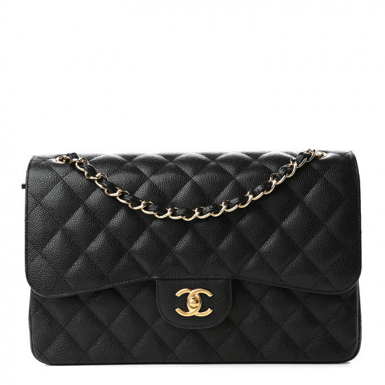 CHANEL Caviar Quilted Jumbo Double Flap Black | Fashionphile