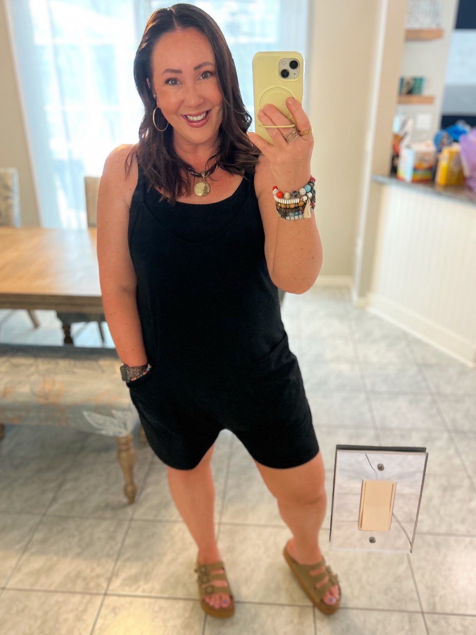 The OG romper!  Continues to be a personal favorite!  On major sale!  Black is on sale for $14.99!  Other colors on sale for $19.99! Large in mine. XL tank layered underneath. Sandals run true to size.  

#LTKmomlife #LTKMidsize #LTKSaleAlert
