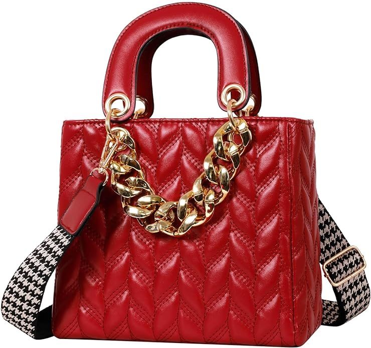 Purses and Handbag for Women Fashion Ladies PU Leather Top Handle Chain Satchel Shoulder Tote Bag... | Amazon (US)