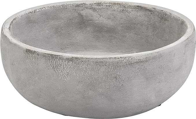 MyGift 8 Inch Decorative Minimalist Round Gray Cement Succulent Planter Bowl with Drainage Hole | Amazon (US)
