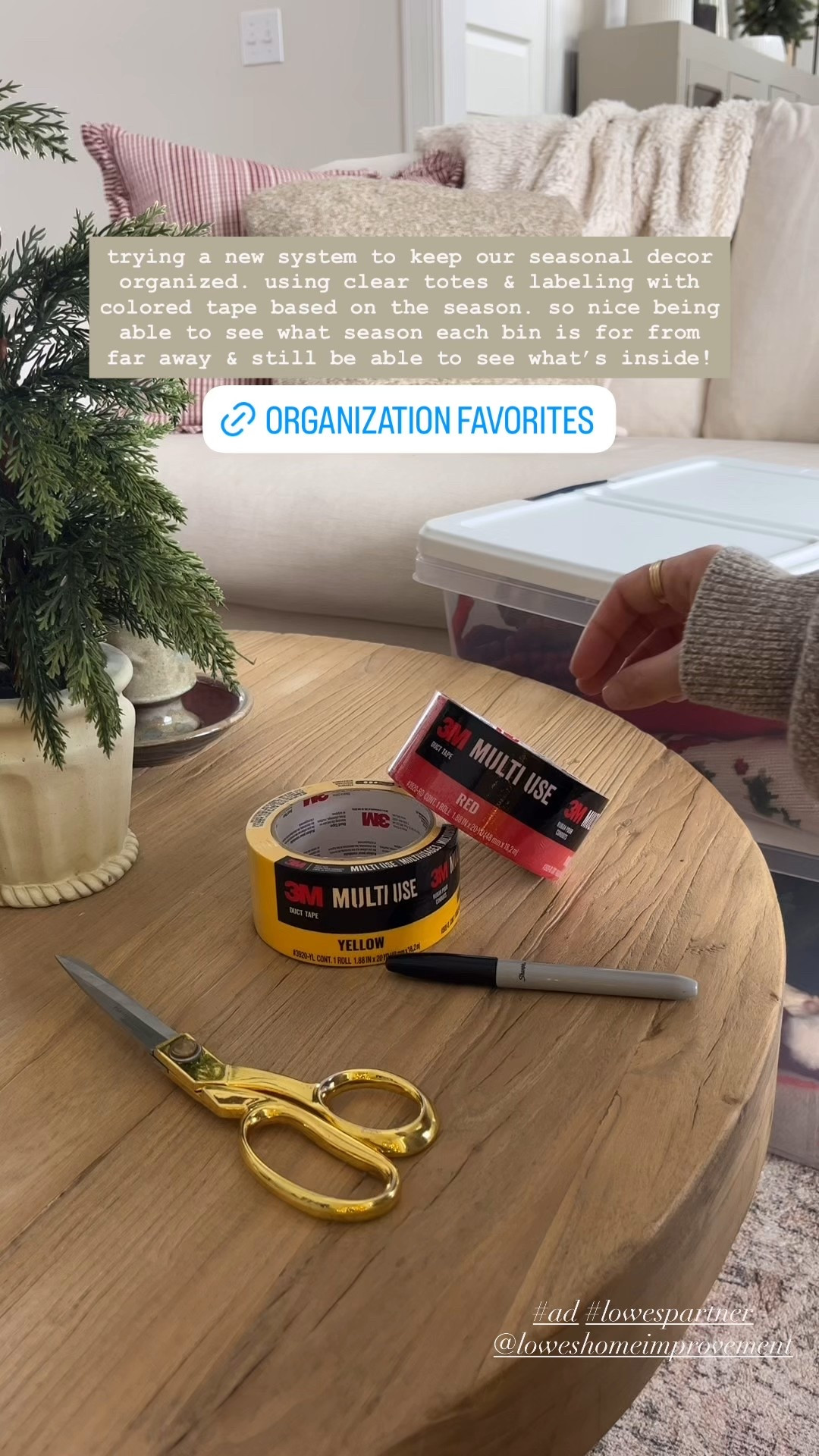 #ad #lowespartner @loweshomeimprovement some storage solutions I stocked up on for 2026! I’m using the colored duct tape to decipher what each clear tote bin has inside. Love being able to see inside each bin and determine from a distance what season/holiday it’s for. These clear bins are a great price now at Lowe’s.

#LTKHome