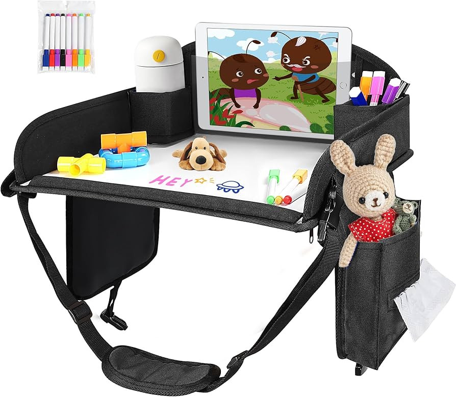 Kids Travel Tray, Travel Tray for Kid Car Seat, Toddler Road Trip Essentials with Drawing Kit, Ca... | Amazon (US)