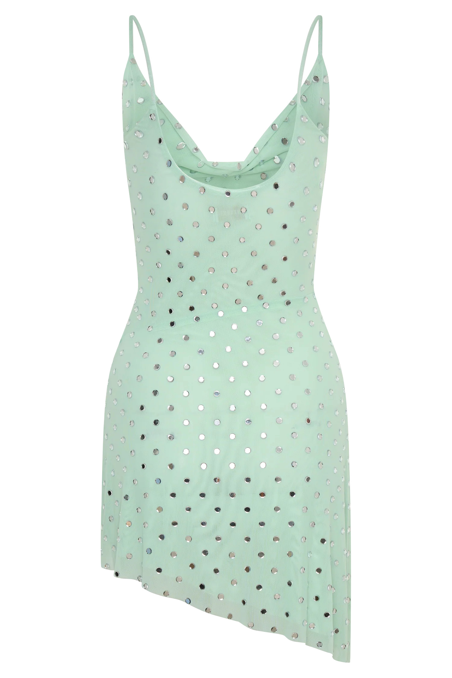 Diamante Cowl Mini Dress - Mint | MESHKI US