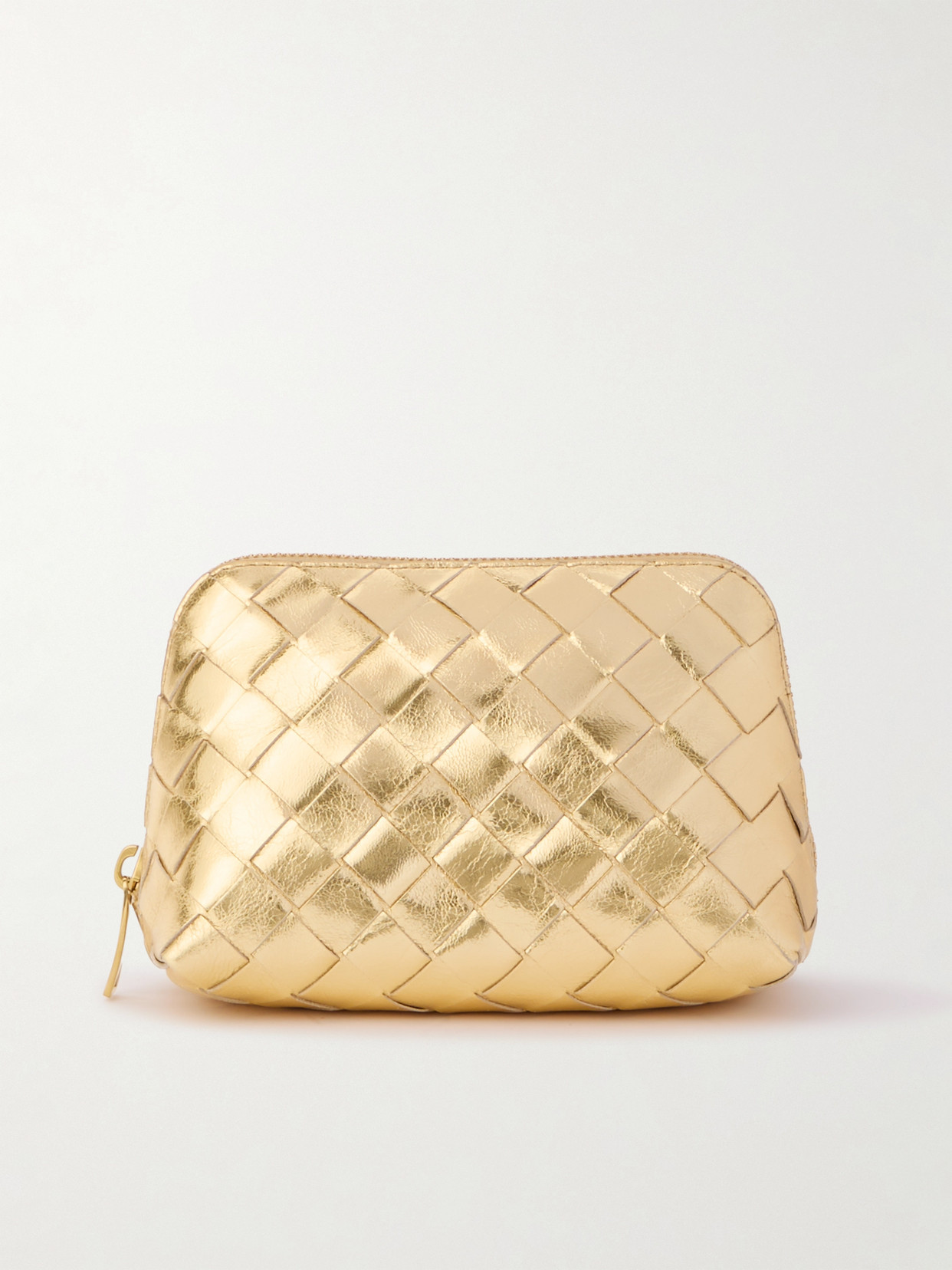 Bottega Veneta - Intrecciato Metallic Leather Pouch - Gold | NET-A-PORTER (US)