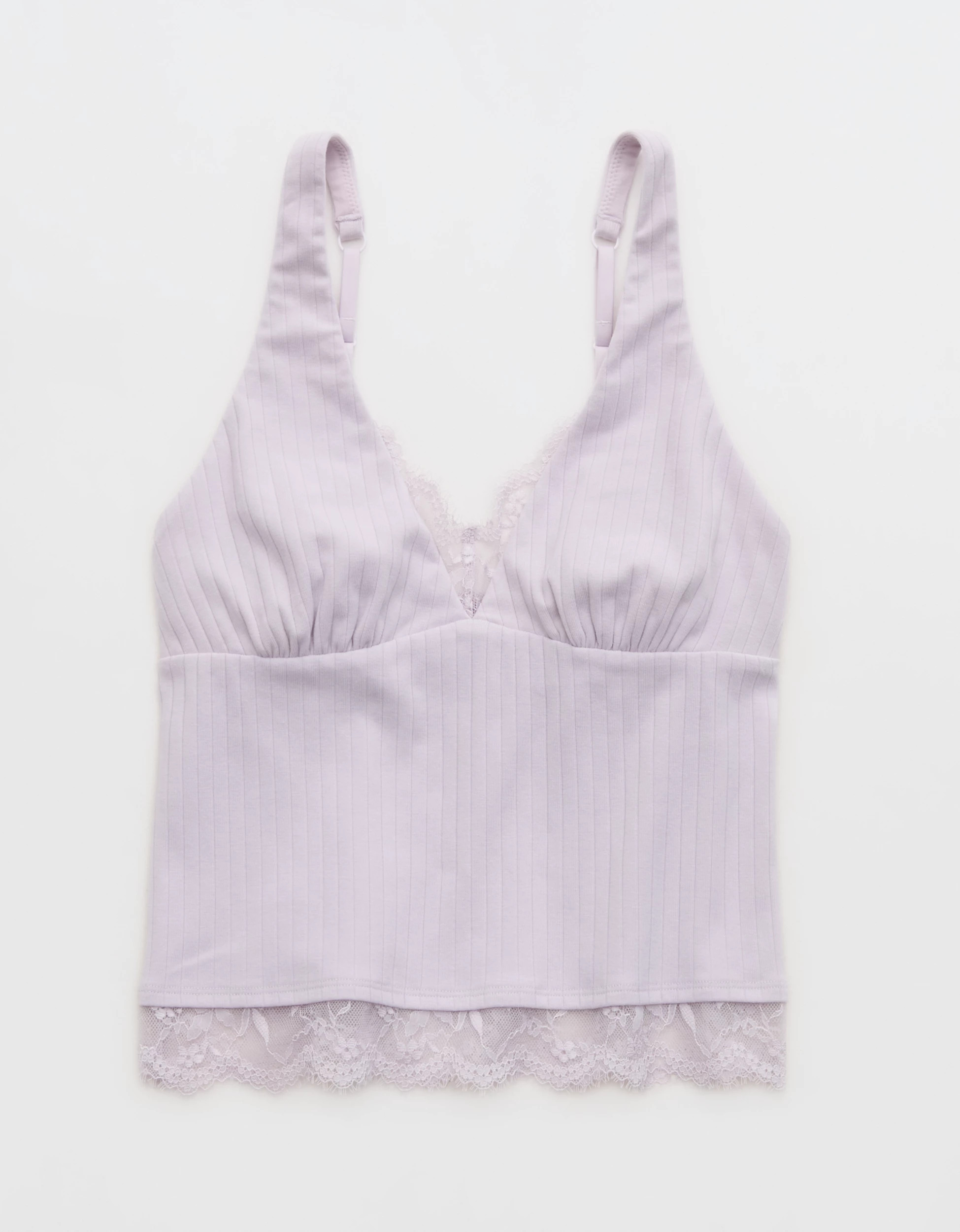 Superchill Cotton Rib Lace Tank Top | American Eagle Outfitters (US & CA)