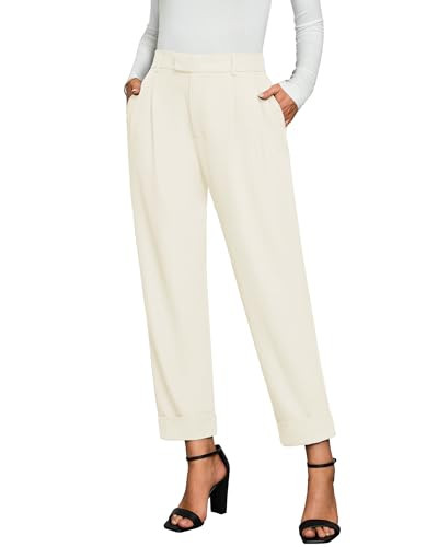 GRAPENT Plus Size Dress Pants for Women Beige Pants for Women Dressy Trousers for Women High Waisted Stretch Pants for Women Fall Slacks for Women Light Beige Size XX-Large US Size 20 to Size 22 | Amazon (US)