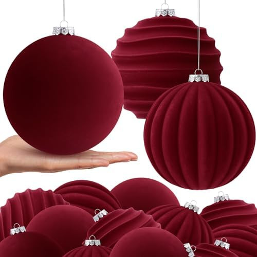 Syhood 8 Pcs 6 Inch Velvet Christmas Balls Large Velvet Ornaments Balls Xmas Tree Decorations Han... | Amazon (US)