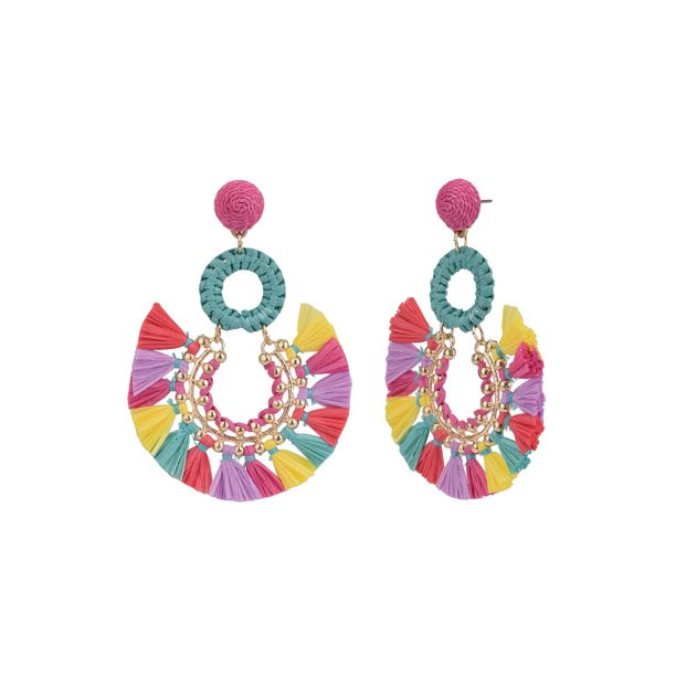 Time and Tru Women's Raffia Drop Earring | Walmart (US)