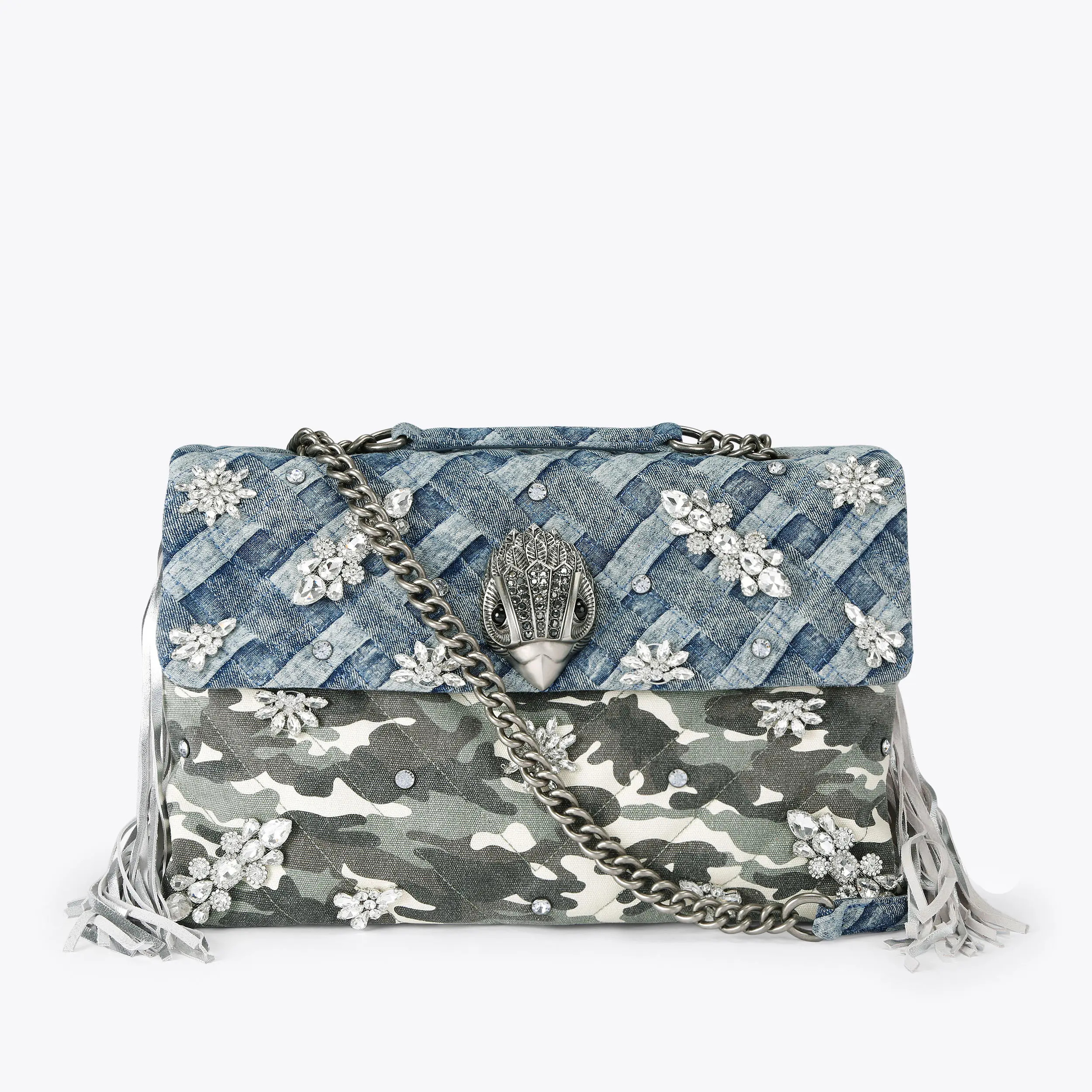XXL KENSINGTON CRYSTALS Denim Camouflage Kensington Bag by Kurt Geiger London | Kurt Geiger US