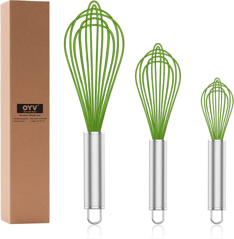 OYV Silicone Whisk,Professional Whisks For Cooking Non Scratch,Stainless Steel & Silicone Wisk,Pl... | Amazon (US)