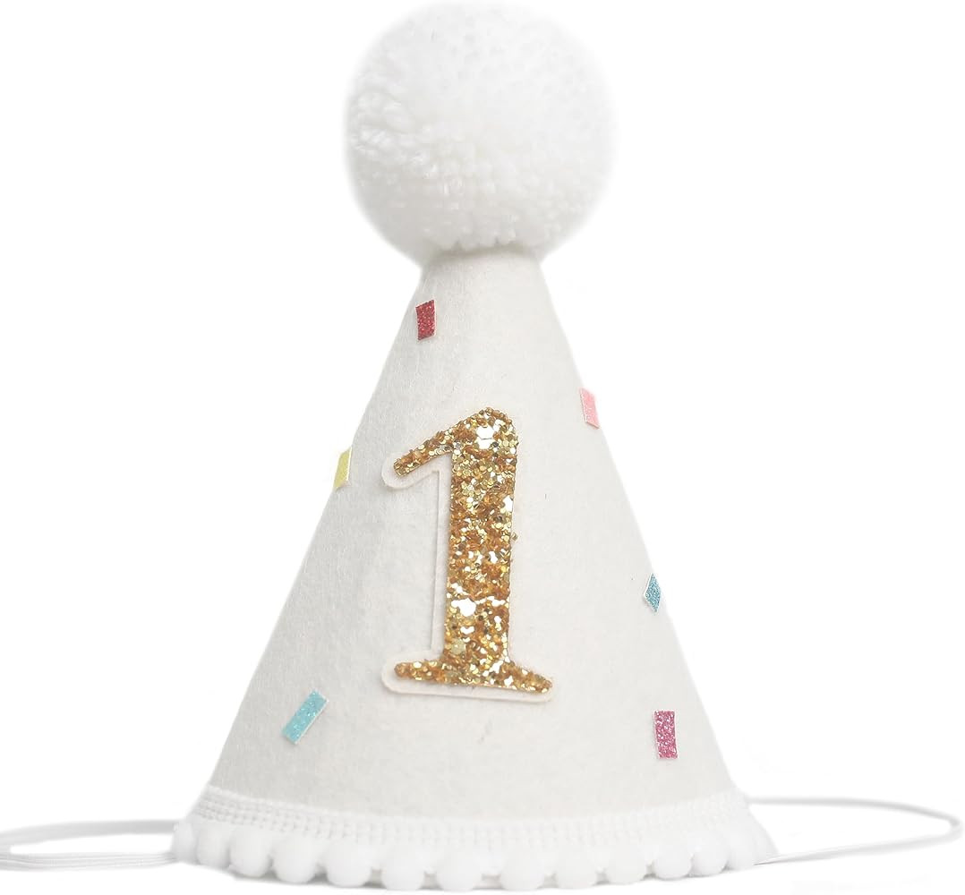 Doughnut Themed First Birthday Party Hat，Glitter Cone Hat For Baby's Birthday，Sprinkle 1st Bi... | Amazon (US)