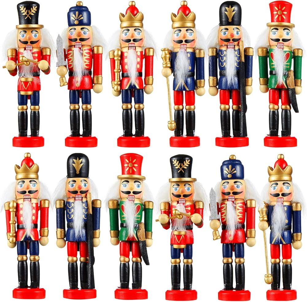 12 Pcs Christmas Nutcracker Ornament Small Wooden Nutcracker Soldier Hanging Decorations Nutcrack... | Amazon (US)