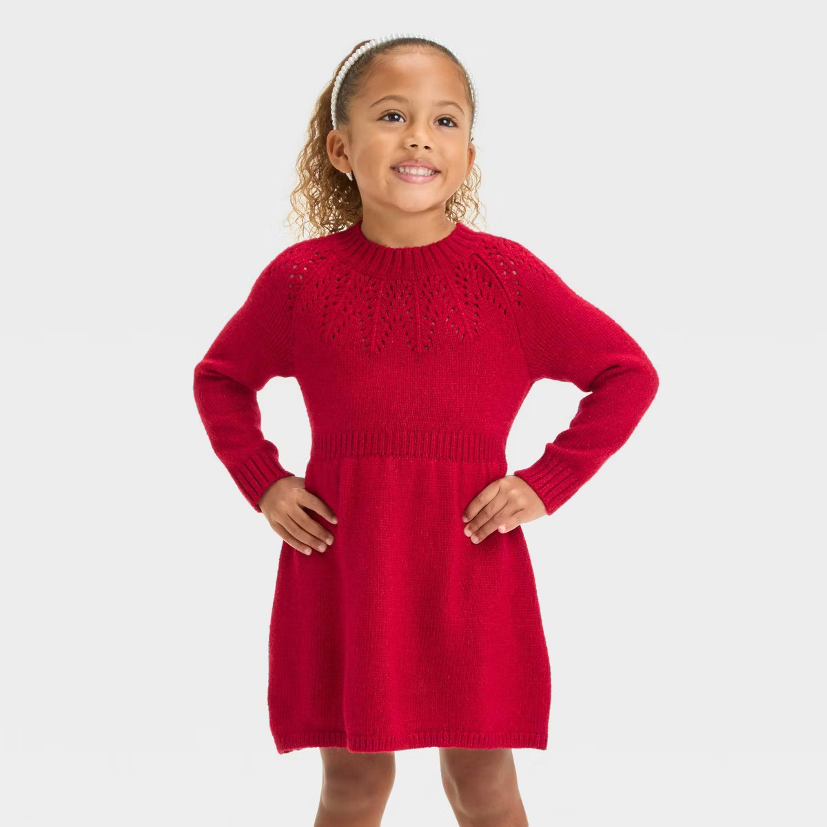 Toddler Girls' Pointelle Sweater Dress - Cat & Jack™ Red 2T | Target