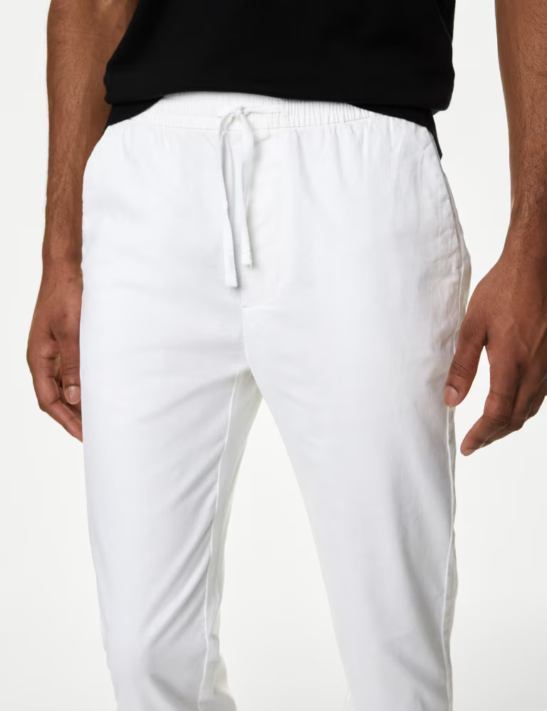 Tapered Fit Linen Blend Trousers | Marks & Spencer (UK)