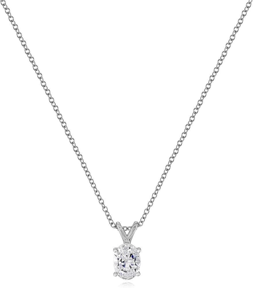 Amazon Collection Platinum-Plated Sterling Silver Solitaire Pendant Neckalce made with Infinite E... | Amazon (US)