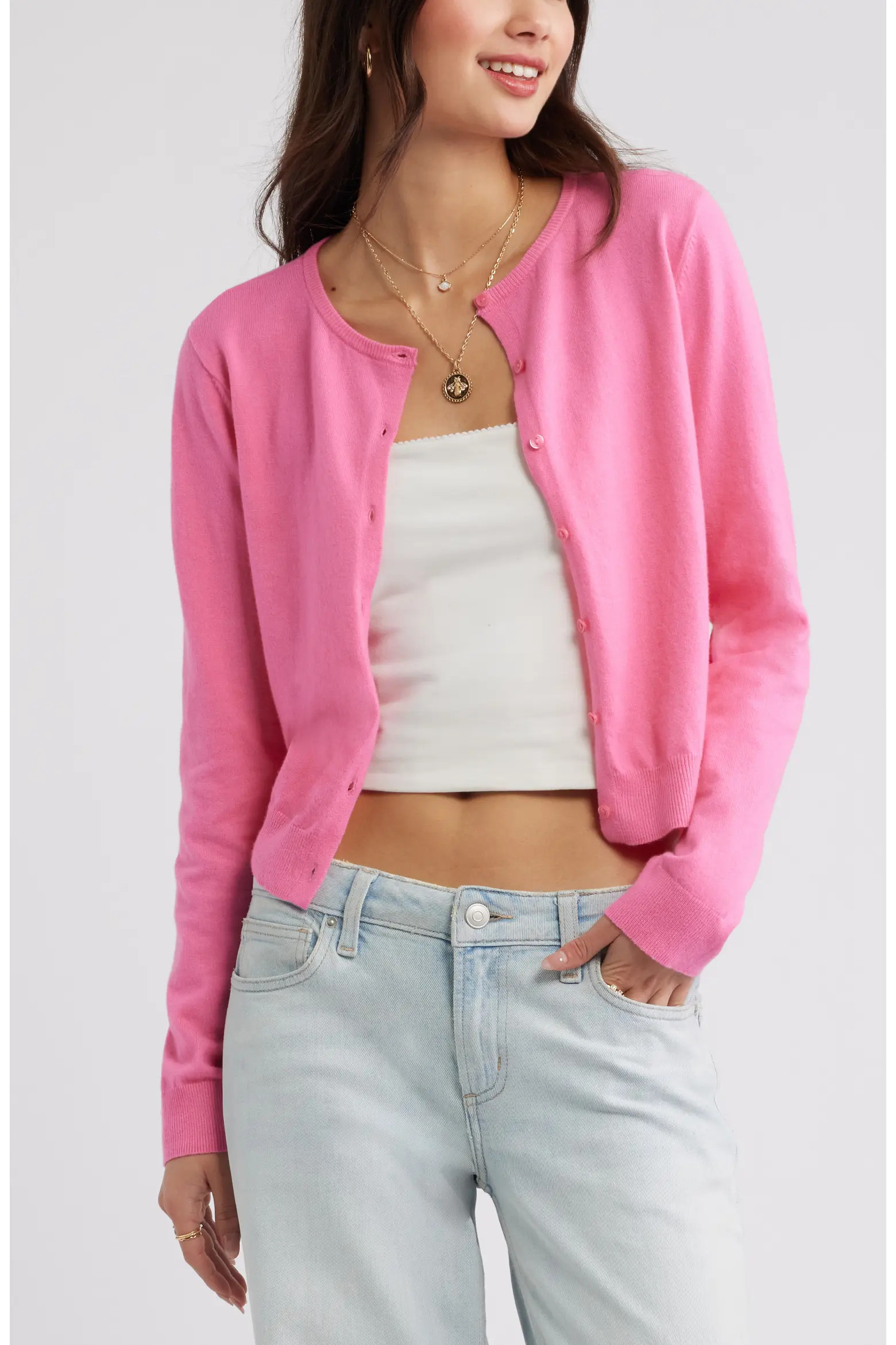 Crewneck Cotton Blend Cardigan (Women) | Nordstrom | Nordstrom
