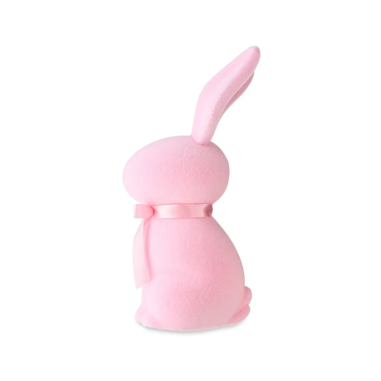 Easter Flocked Pink Bunny Decor, 16 in, by Way To Celebrate | Walmart (US)