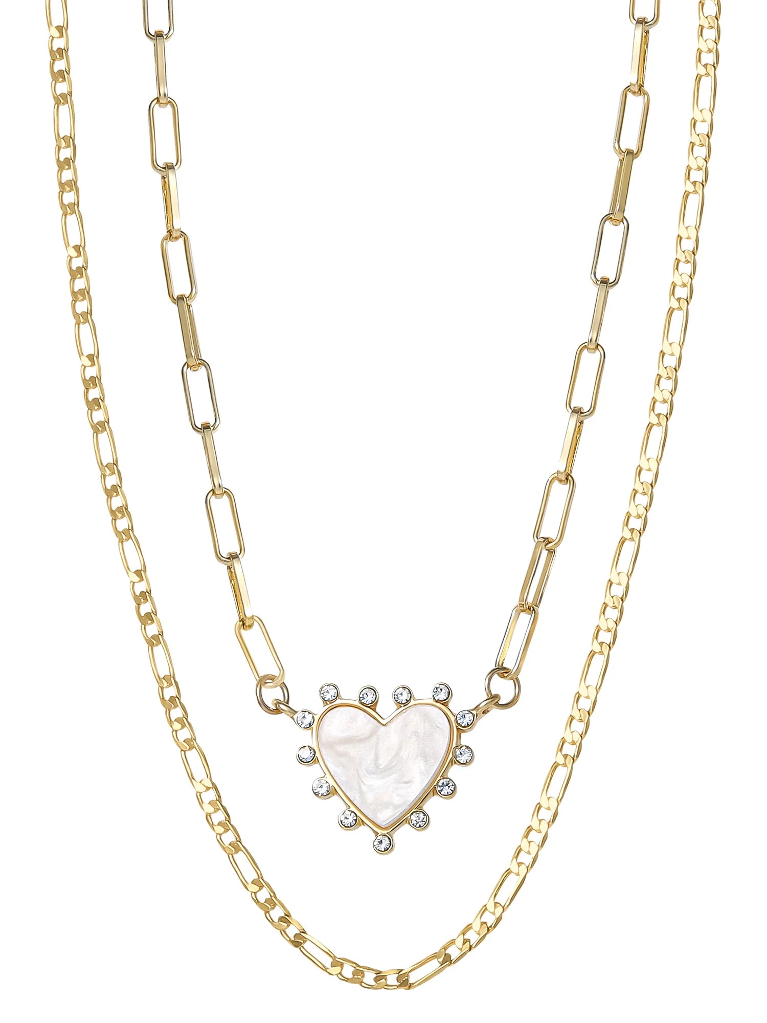 Jessica Simpson Gold Tone Fashion Metal Layer Heart Necklace | Walmart (US)