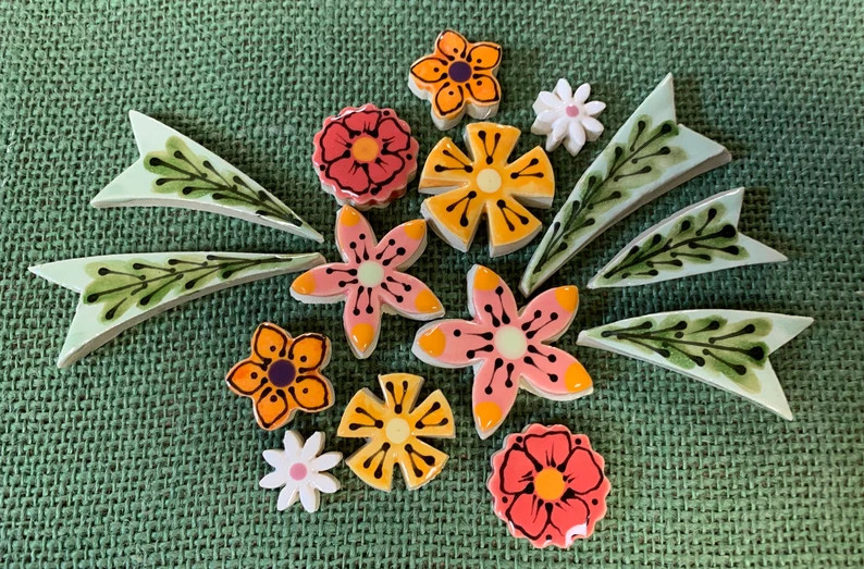 Pink/orange Ceramic Tile for Mosaic-4 - Etsy | Etsy (US)