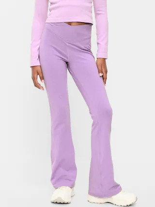 High-Waisted PowerChill Crossover Flared Leggings for Girls | Old Navy (CA)