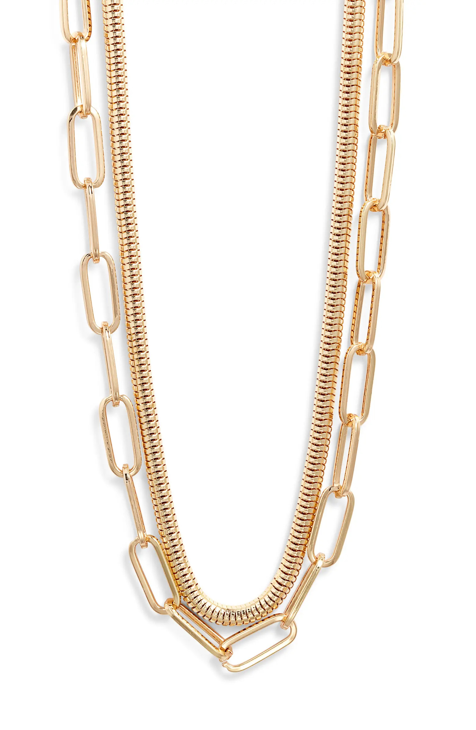 Set of 2 Snake Chain & Paper Clip Link Necklaces | Nordstrom