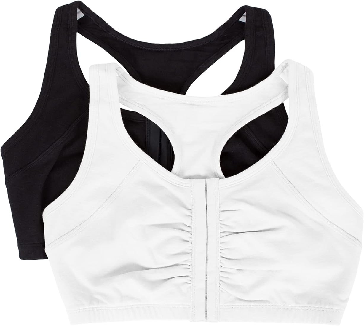 Fruit of the Loom Women's Front Close Builtup Sports Bra, Black Hue/White, 38 at Amazon Women’s... | Amazon (US)