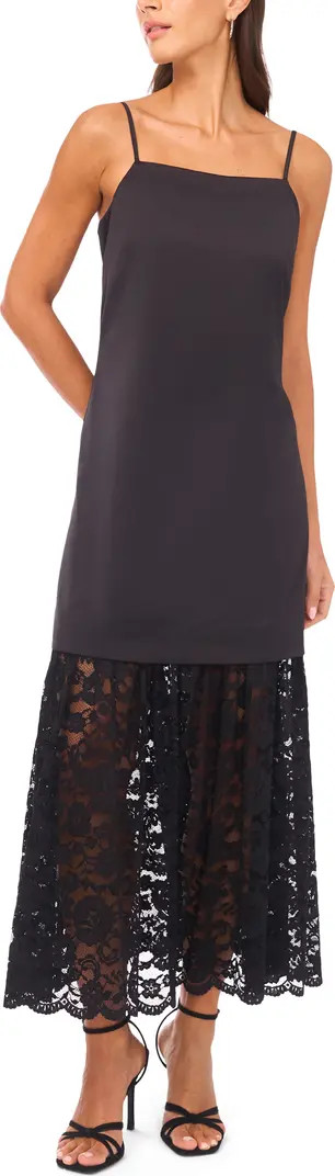 Lace Hem Mixed Media Dress | Nordstrom