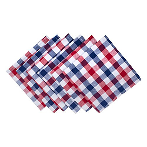 DII 4th of July Tabletop Collection, Napkin Set, Red, White & Blue Check | Amazon (US)