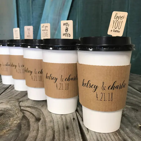 Personalized Custom OR Standard Design Printed Coffee Sleeves, White Cups and Black Lids - Pick Y... | Etsy (US)