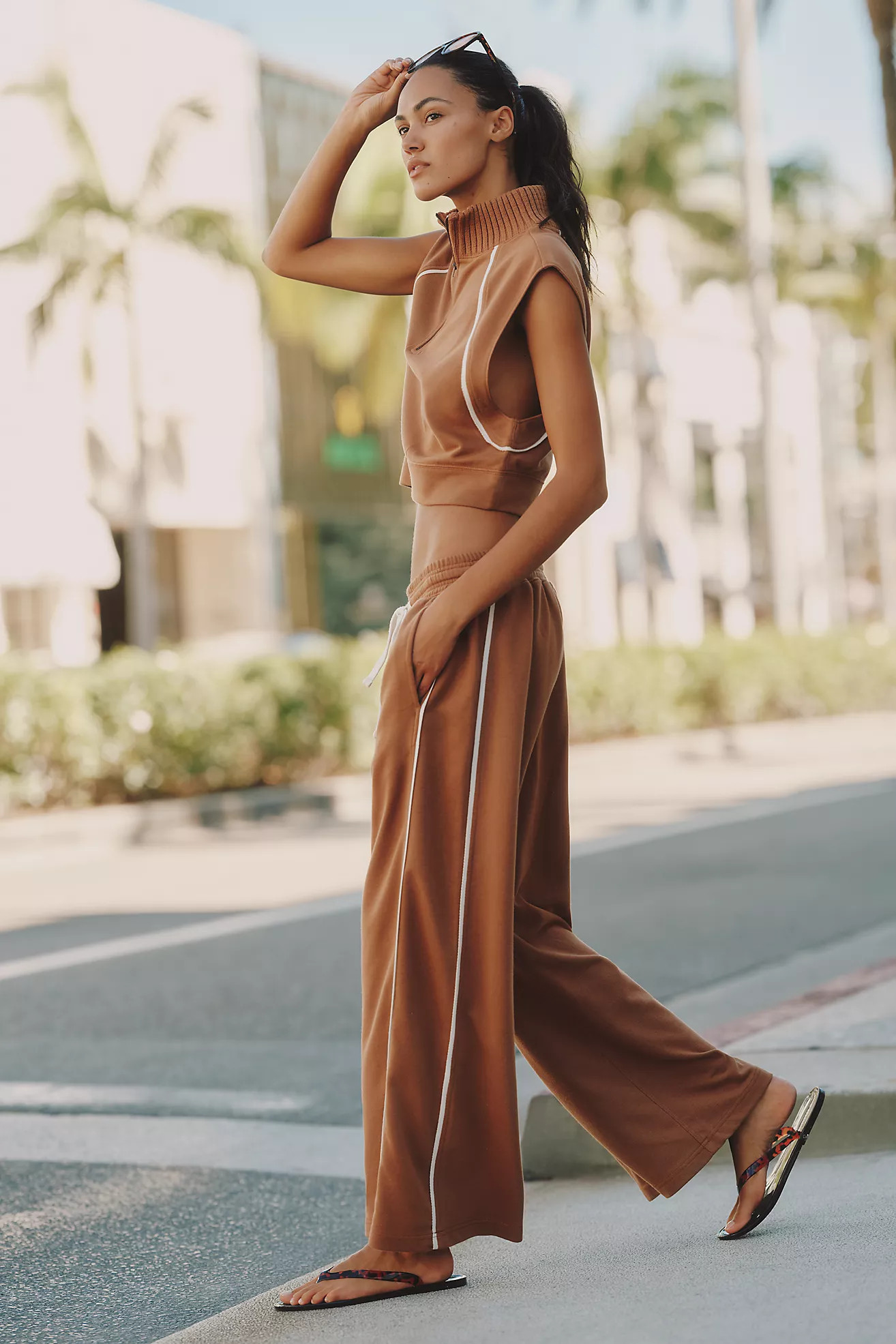 Daily Practice Piped Wide-Leg Pants | Anthropologie (US)